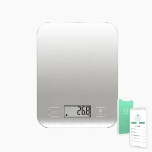 Stainless Steel Digital Kitchen Scale LCD Display Waterproof 1g Division Maximum 5kg Capacity LFGB Certified Battery Portable