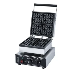 Stainless Steel Double Head Commercial Electric Square Waffle Baking Maker Non Stick Coating Intelligent Temp Control
