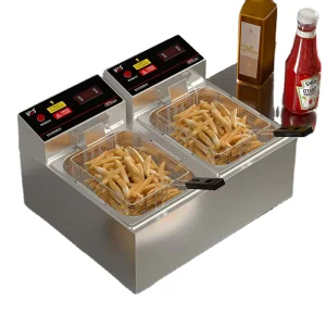 Stainless Steel Double Pot Deep Fryer Electric Potato Deep Fryer for Restaurant Hotel Food Shop