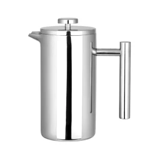 Stainless Steel Double Wall French Press Silver 350ml 1500ml Large Capacity Thermal Insulation 6 12 Hours
