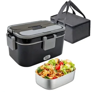 Stainless Steel Dual Use Electric Lunch Box Home Carplug In Waterless Heating 304 Stainless Steel Inner Lunch Box