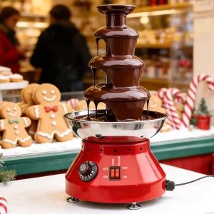 Stainless Steel Electric Chocolate Fountain Melting Waterfall for Cake Shops High Efficiency Commercial Use