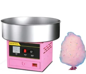 Stainless Steel Electric Cotton Candy Machine Pink Sugar Candy Floss Machine Trolley Cotton Candy Machine Maker