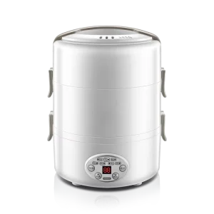 Stainless Steel Electric Lunch Box 2L Three Layer Portable Food Warmer BPA Free for Office Home Travel