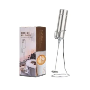 Stainless Steel Electric Milk Frother Egg Beater and Mini Coffee Stirrer Dry Battery Operated for Household Use