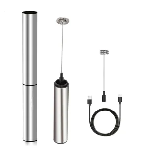 Stainless Steel Electric Milk Frother Handheld Coffee Blender Rechargeable Egg Beater