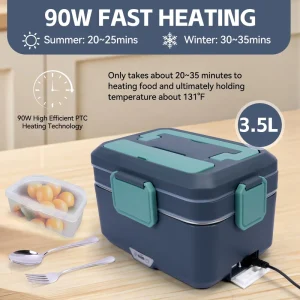 Stainless Steel Electric Portable Food Warmer Lunch Box 2.1-4.0L Capacity Multi-Voltage Mechanical Household