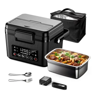 Stainless Steel Food Heater Electric Lunch Box with Handbag for Car and Home Use