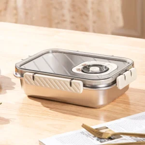 Stainless Steel Food Storage Container Fresh Keeping Container Vacuum Airtight Square Food Container with Handle