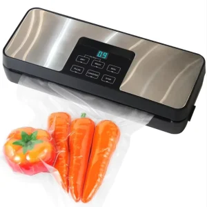 Stainless Steel Food Vacuum Sealer Machine LED Time Display Built in Roll Bags