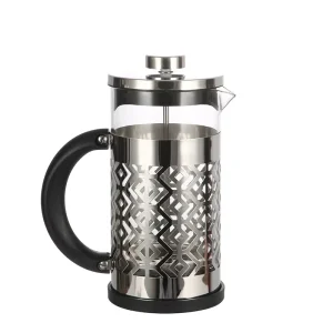 Stainless Steel French Press Coffee Pot with High Borosilicate Glass Large Capacity Tea Maker and Hand-brew Pot