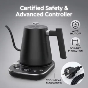 Stainless Steel Gooseneck Electric Kettle with Innovative Knob Control Digital Display Smart Water Pot for Specialty Coffee