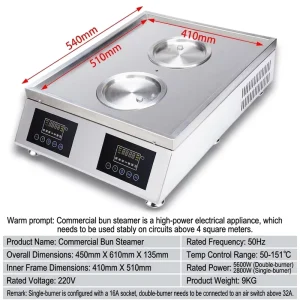 Stainless Steel Heating Furnace Multifunctional Bun Steamer