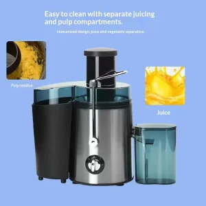 Stainless Steel High Power Juicer Large Caliber Juicing Separation Smart Fresh Juice Maker Household Automatic Multi-Function