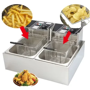 Stainless Steel Large Electric Deep Fryer for Home Kitchen Adjustable Temperature with Baskets
