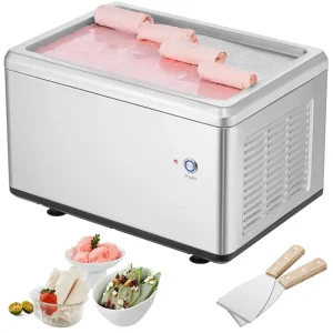 Stainless Steel Manual Ice Cream Maker for Dessert Rolls and Frozen Yogurt 12.6″ X 8.5″ 120W