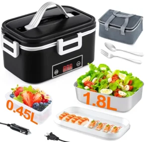 Stainless Steel Metal Sublimation Lunch Box Warmer Heat Boxes Thermal Tiffin Lunch Box Set with Bag for Adult Kids 80W