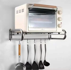 Stainless Steel Microwave Oven Storage Rack Metal Microwave Oven Shelf Wall Mount Spice Rack Organizer Kitchen