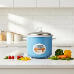 Stainless Steel Mini Rice Cooker Digital Timer Control Non Stick Coating Portable Design 1.1 2L Capacity for Home Commercial Use