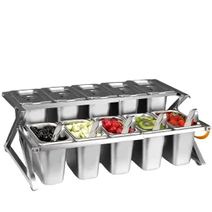 Stainless Steel Modern Bar Accessories Fruit Salad Preparation Station Seasoning Box Condiments Drinkware Anti Slip Design