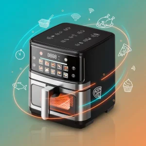 Stainless Steel Modern Color Screen Air Fryer 1400W Digital Control Multi-function French Fries Oven Household Use