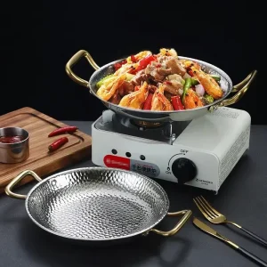 Stainless Steel Pan Household Multipurpose Kimchi Soup Pot Double Fast Heating Dishwasher Safe Korean Design Gas Induction Ready