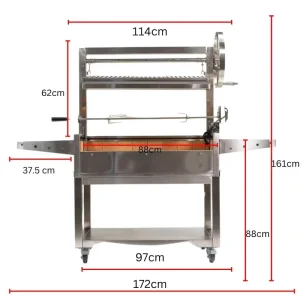 Stainless Steel Parrilla Argentinian BBQ Grill with Automatic Rotisserie Spit Roaster
