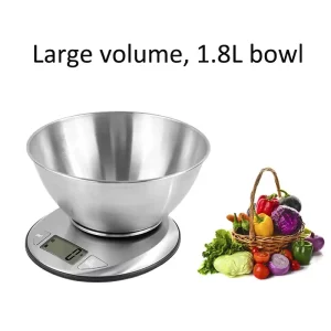 Stainless Steel Platform Kitchen Scale with Bowl 5KG Digital Food Scale LCD Function Kitchen Scale Electronic Weighing Scale