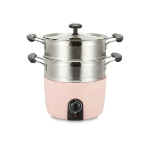 Stainless Steel Portable Electric Food Steamer with Digital Timer Control Household Use 3.5 Quarts Capacity 1200W Power
