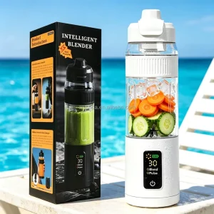 Stainless Steel Portable Electric Juicer Blender 6000mAh USB Rechargeable 600ml Outdoor Use Smoothie Fruit Mixer