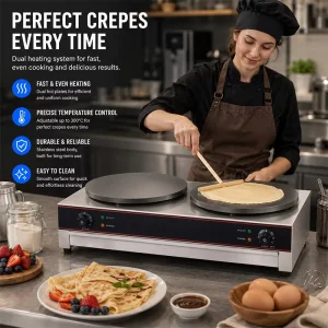 Stainless Steel Professional Electric Griddle Rotating Crepe and Pancake Maker for Restaurant