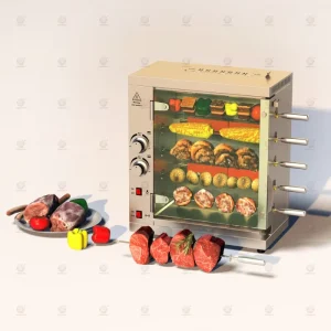 Stainless Steel Roast Chicken Professional BBQ Gas Grill Meat Chicken Rotisserie Machine for Restaurant Equipment