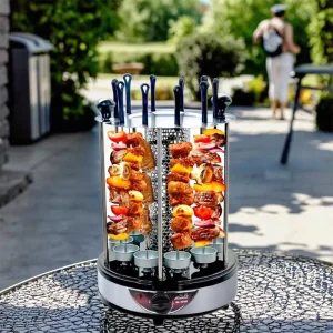 Stainless Steel Rotisserie Rotating Kebab Grill Electric BBQ Skewers