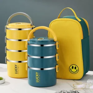 Stainless Steel Sealed Insulated Lunch Box with Lid Microwaveable Keep Warm 1 2L Capacity