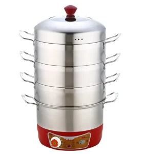 Stainless Steel Steamer and Cooking Pots 4 Layer Food Steamer Pot Electric Food Steamer