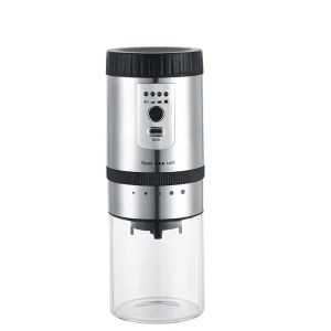 Stainless Steel USB Rechargeable Coffee Grinder with Ceramic Core for Traveling & Outdoor Use