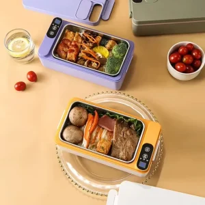 Stainless Steel Water Free Portable Lunch Box Self Heating Electric Steaming for Office Workers Wireless Heating Feature