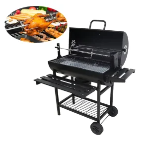 Steel Charcoal BBQ Grill Outdoor Barbecue Offset Smoker Rotisserie Grill