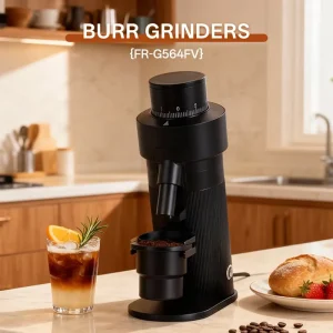 Stepless Variable Speed Coffee Grinder 64 mm Flat Burr Single Dosing Electric Grinder