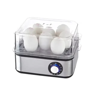Stock Portable Stainless Steel Mini Egg Boiler 8 Egg Capacity Electric Multifunctional Auto Shut Off Buzzer Timing Alarm
