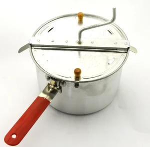 Stovetop Popcorn Maker Pop Popcorn Popper Hand Stirring Crank Cooker Kettle Popcorn Popper Removable Lid W Wooden Handle
