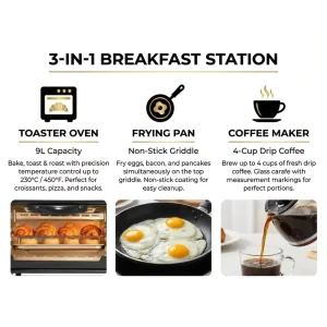 Support OEM Automatic Multifunction Household 3in One Oven Multifunction 9L 3 in 1 Breakfast Maker
