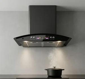 T-Shaped Wall-Mounted Electric Vented Range Hood 60cm Black Kitchen Smoke Vertical Chimney Home Appliance