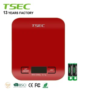 TS EK16 Digital Kitchen Scale with Stainless Steel 5kg Capacity Battery Powered Weight Measuring Function