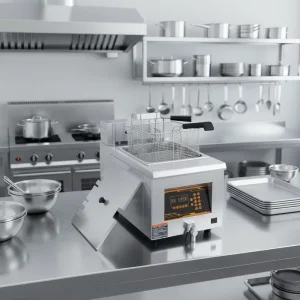 Table Top Automatic Lift Up Electric Commercial Stainless Steel Deep Fryer Digital Control 1600W 19L