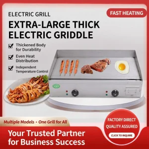 Tabletop Commercial Stainless Steel Teppanyaki Griddle Flat Plate Grill for Pancake & Steak Ideal for Hotel