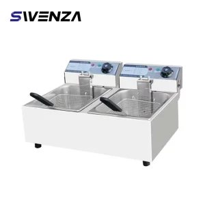 Tabletop Electric Double Tank Double Basket Deep Fryer Stainless Steel for High Volume Cooking