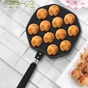 Takoyaki Pan 12 Molds Takoyaki Maker Skillet Aluminum Alloy Nonstick Grill Pan Cooking Plate for Octopus Balls Pancake Cake Make