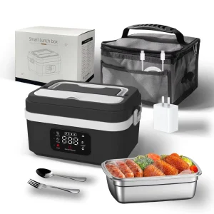 Temperature Display Portable Self-Heating Electric Lunch Box with Lithium Battery Wireless Heater for Kitchen Use