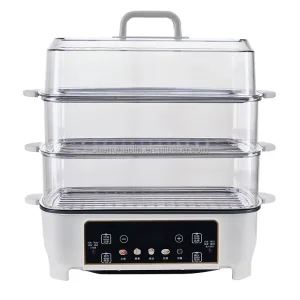 Three Layer Electric Steam Cooker Multi Purpose Food Steamer Large Capacity Fully Automatic Heat Preservation Electric Steamer